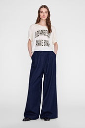 ANINE BING Johnny Cropped Tee - Cream - on model front