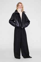 ANINE BING June Trucker Collar Sweater - Ecru - on model front second image