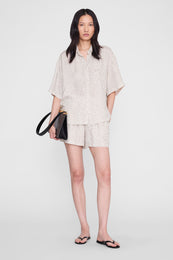 ANINE BING Kam Short - Washed White Leopard - on model front