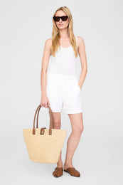 ANINE BING Kam Short Framed Monogram - Off White - On Model Front Third Image 