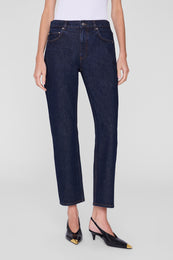 ANINE BING Kate Jean 29" - Unwashed Blue - on model front detail view