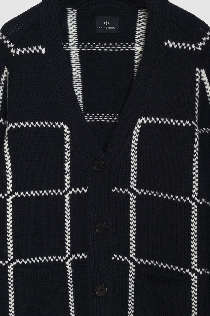 ANINE BING Kurt Cardigan - Black And White Plaid