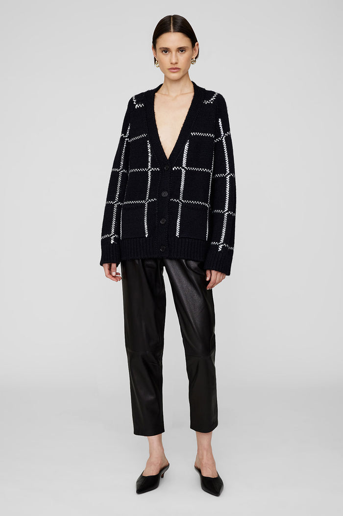 ANINE BING Kurt Cardigan - Black And White Plaid