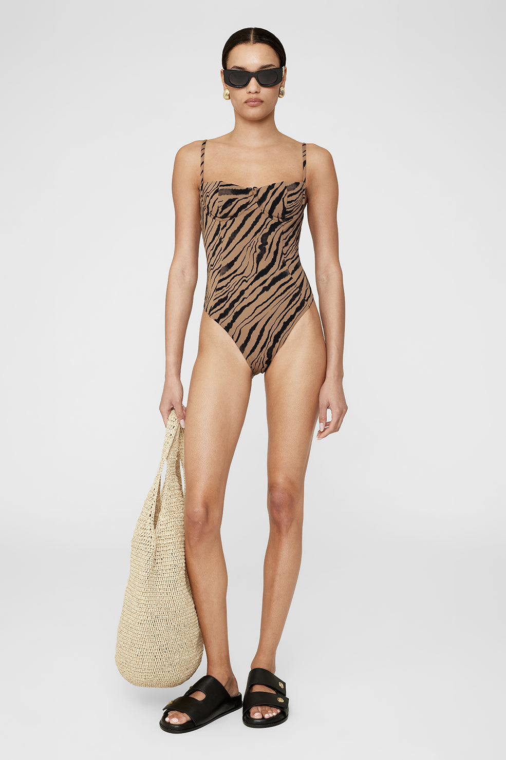 ANINE BING Kyler One Piece - Tiger Shell Print