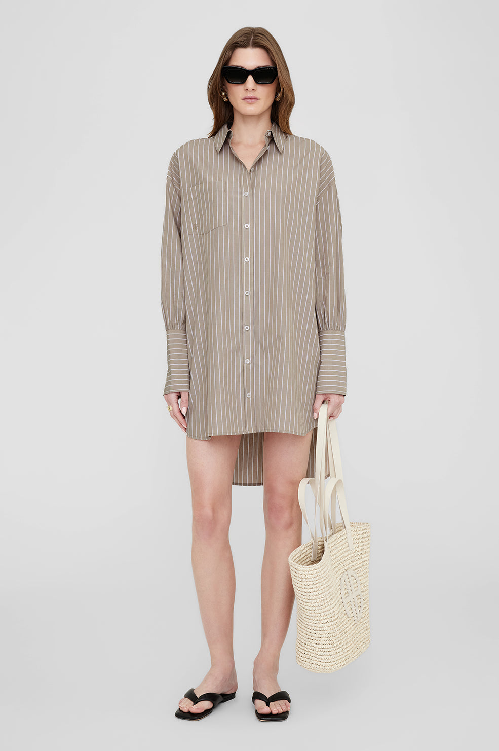 Lake Dress - Taupe And White Stripe