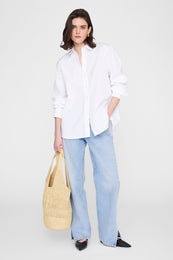 ANINE BING Leah Logo Hobo Raphia - Natural - on model front view