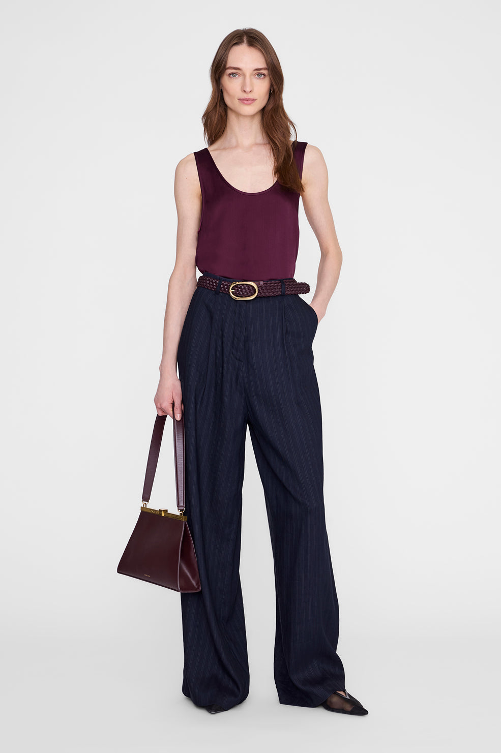ANINE BING Lea Top - Fig- on model front