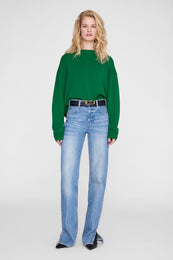 ANINE BING Lee Crew Sweater - Green - on model front