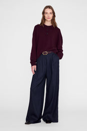 ANINE BING Lee Polo Sweater - Fig - on model frfont