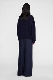 ANINE BING Lee Polo Sweater - Navy - on model back