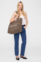 Leo Canvas Tote - Black And Brown Leopard