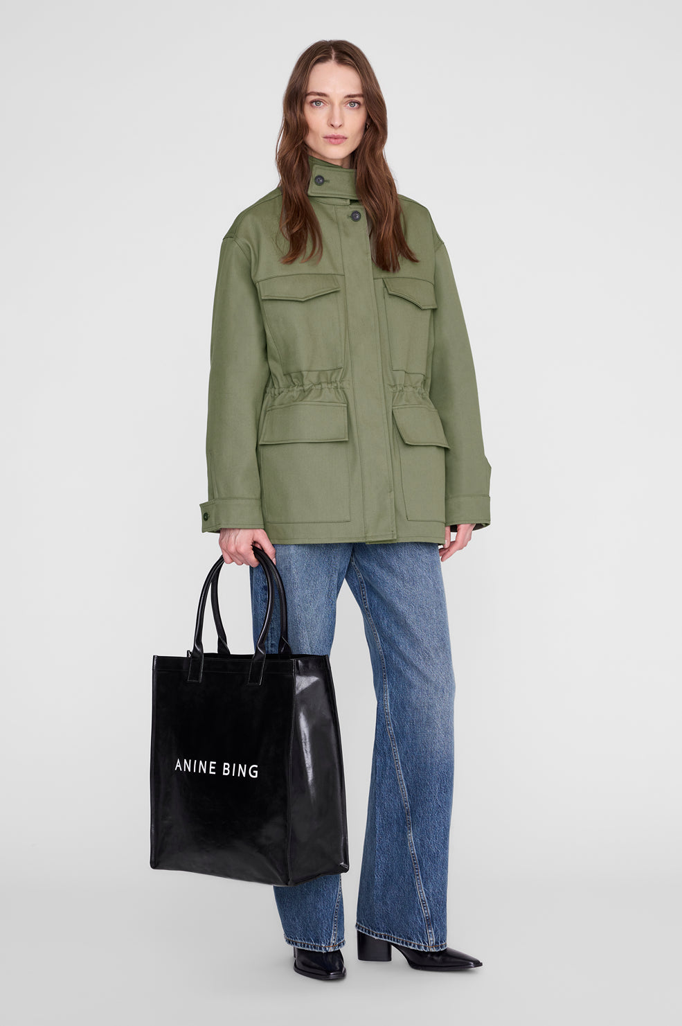 Leonie Coated Canvas Tote - Black View 2