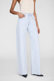 ANINE BING Lewis Jean - Lucid Blue - on model front detail