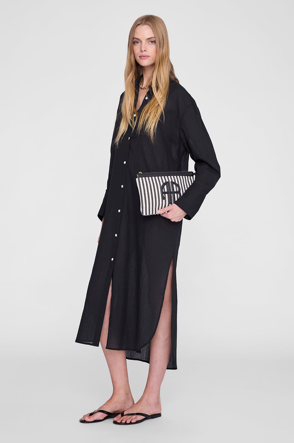 Lili Pouch - White And Black Stripe View 2