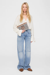 ANINE BING Lili Pouch - Black And Natural Stripe