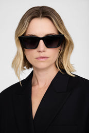 ANINE BING Lille Sunglasses - Black - on model front 