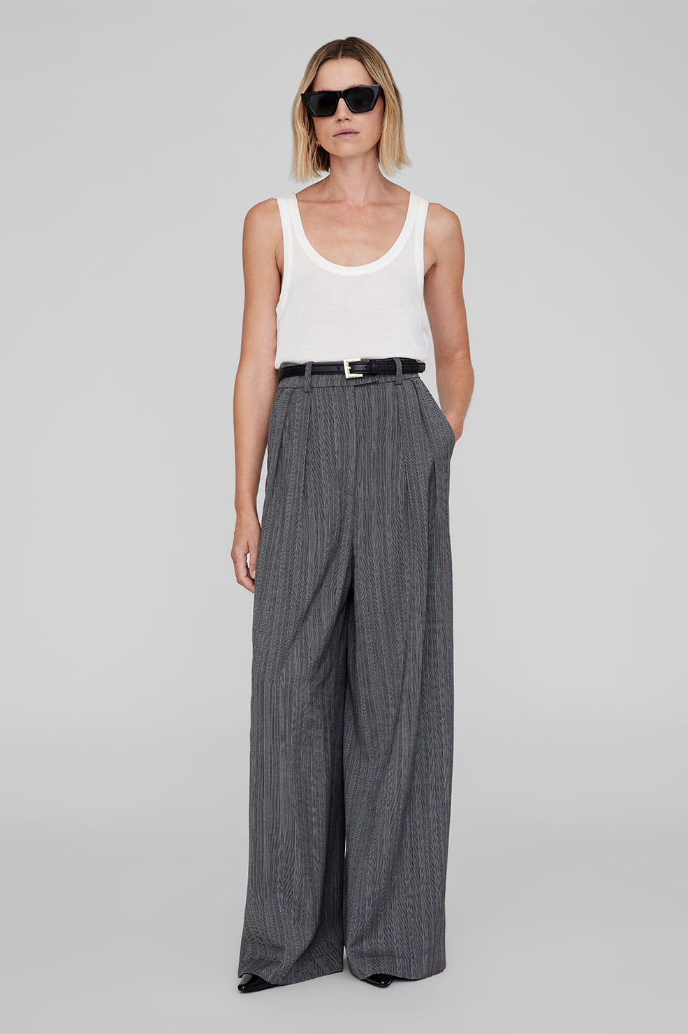 Lou Trouser - Black And Grey Stripe