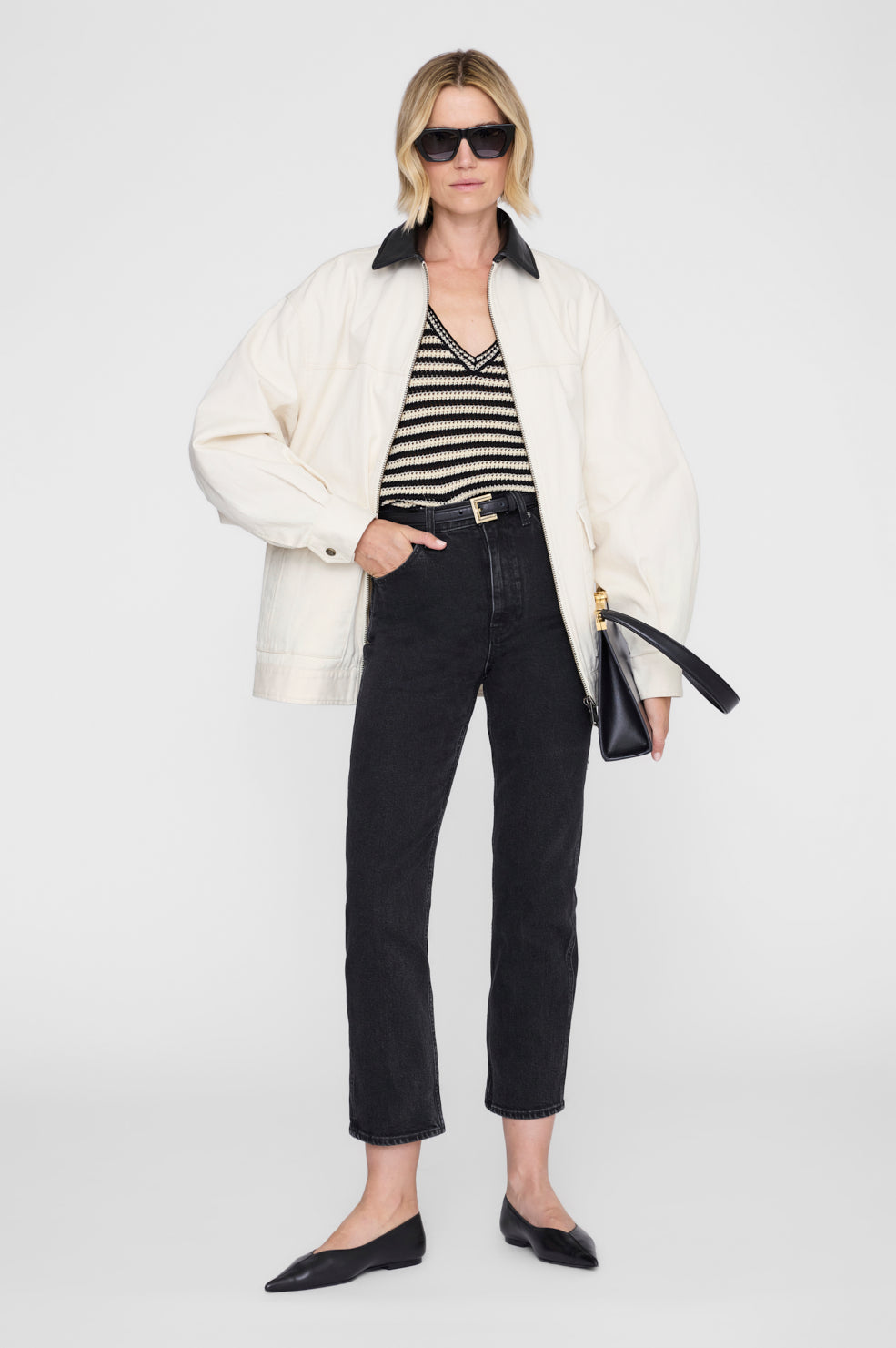 Lowen Sweater - Black And Ivory Stripe