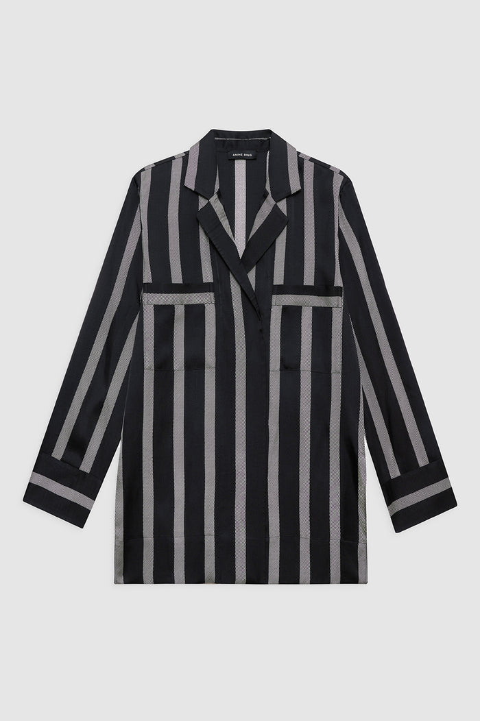 ANINE BING Lynette Shirt - Black Herringbone Stripe