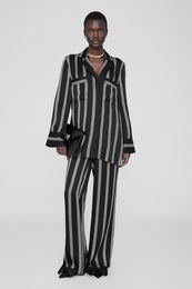 ANINE BING Lynette Shirt - Black Herringbone Stripe