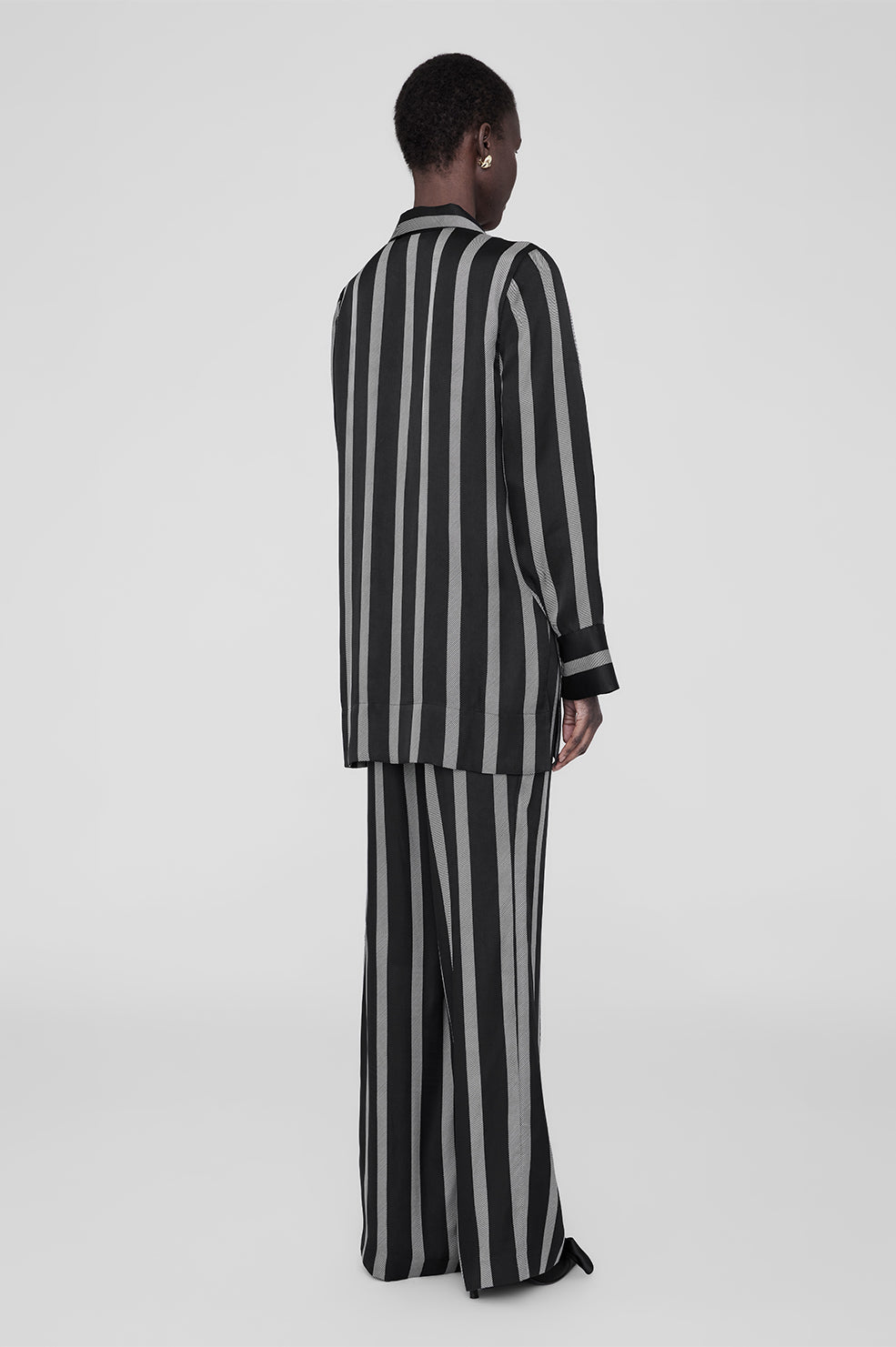 ANINE BING Lynette Shirt - Black Herringbone Stripe