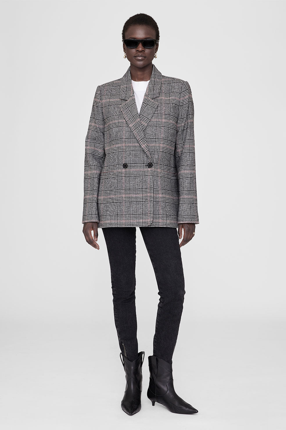 ANINE BING Madeleine Blazer Grey And Red Plaid ANINE BING EU