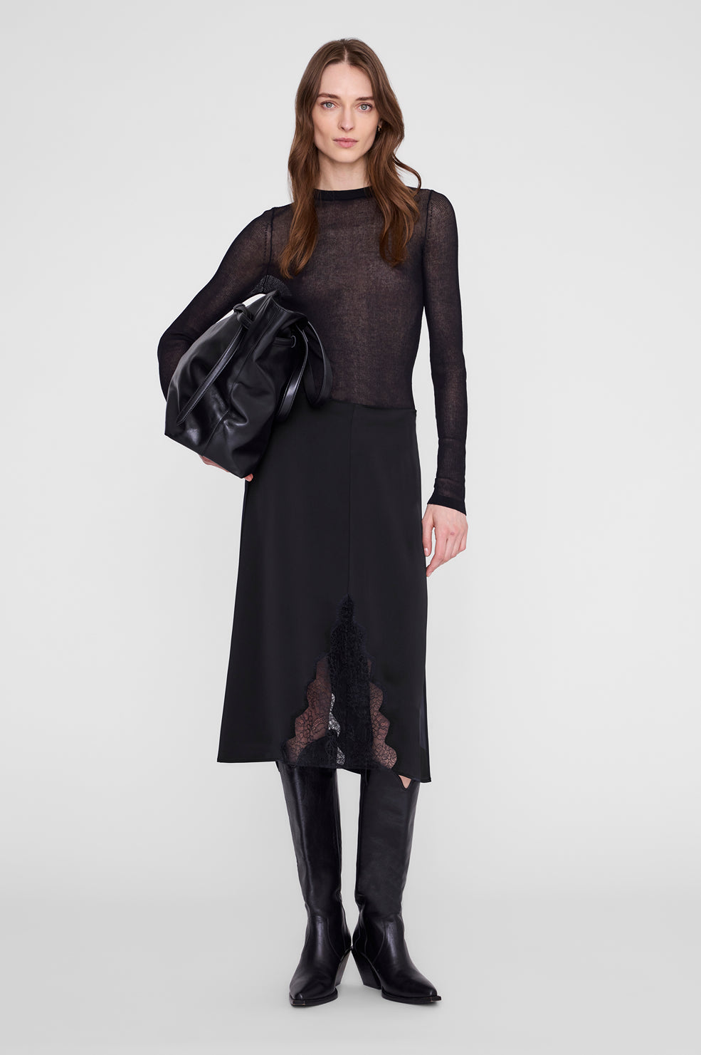 Malou Skirt - Black And Black Lace View 1