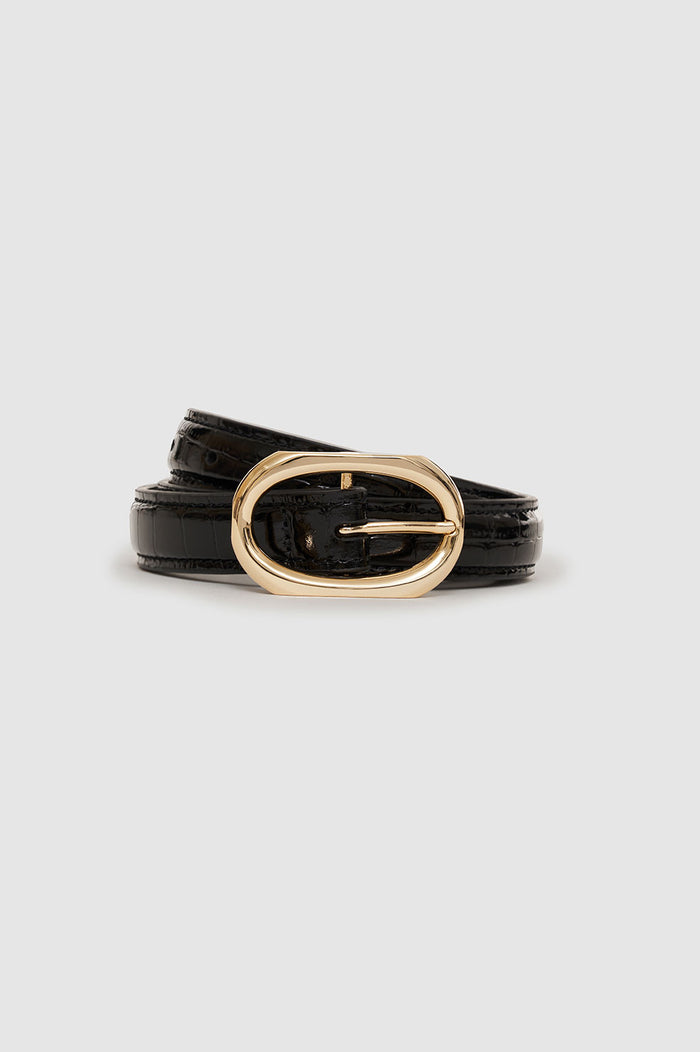 ANINE BING Mara Belt - Black Embossed