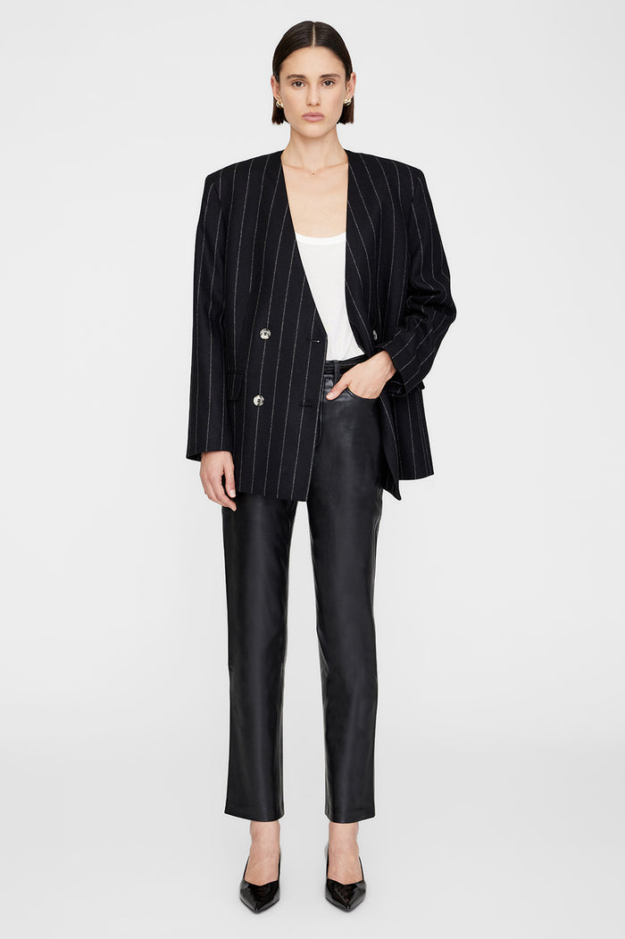 ANINE BING Maron Blazer - Dark Grey Pinstripe