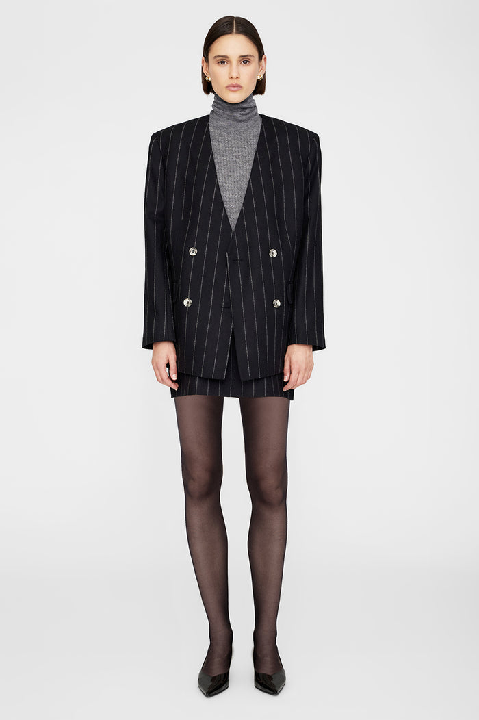 ANINE BING Maron Blazer - Dark Grey Pinstripe