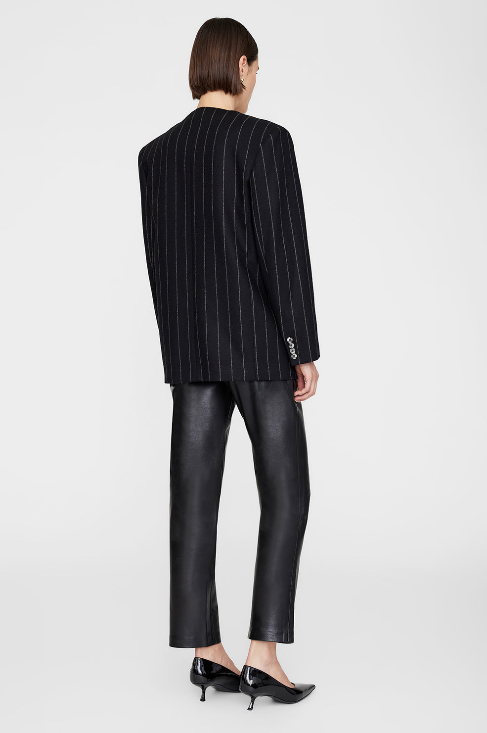 ANINE BING Maron Blazer - Dark Grey Pinstripe