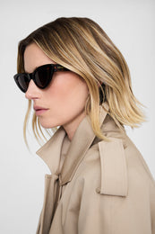 ANINE BING Marsais Sunglasses - Dark Tortoise - on model side view