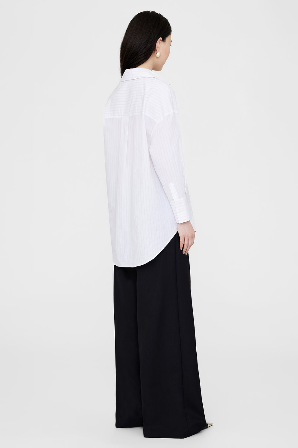 ANINE BING Mika Shirt - White And Black Stripe