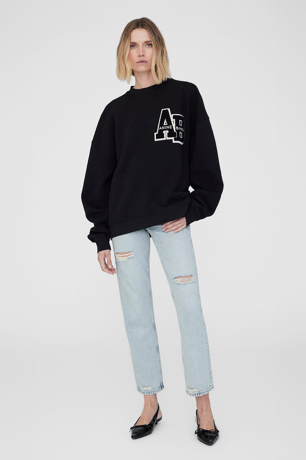 Miles Oversized Sweatshirt Letterman - Black