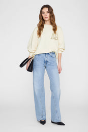 ANINE BING Miles Sweatshirt Letterman - Cream - on model front