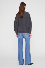 ANINE BING Miles Sweatshirt Leo Muse - Washed Black - on model back