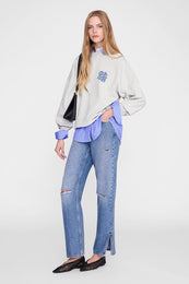 ANINE BING Miles Sweatshirt Waves - Heather Grey - on model front