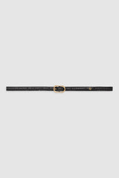 ANINE BING Mini Mara Belt - Black Embossed