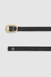 ANINE BING Mini Mara Belt - Black Embossed