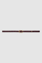 ANINE BING Mini Mara Belt - Burgundy Small Embossed - Front View