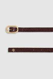 ANINE BING Mini Mara Belt - Burgundy Small Embossed