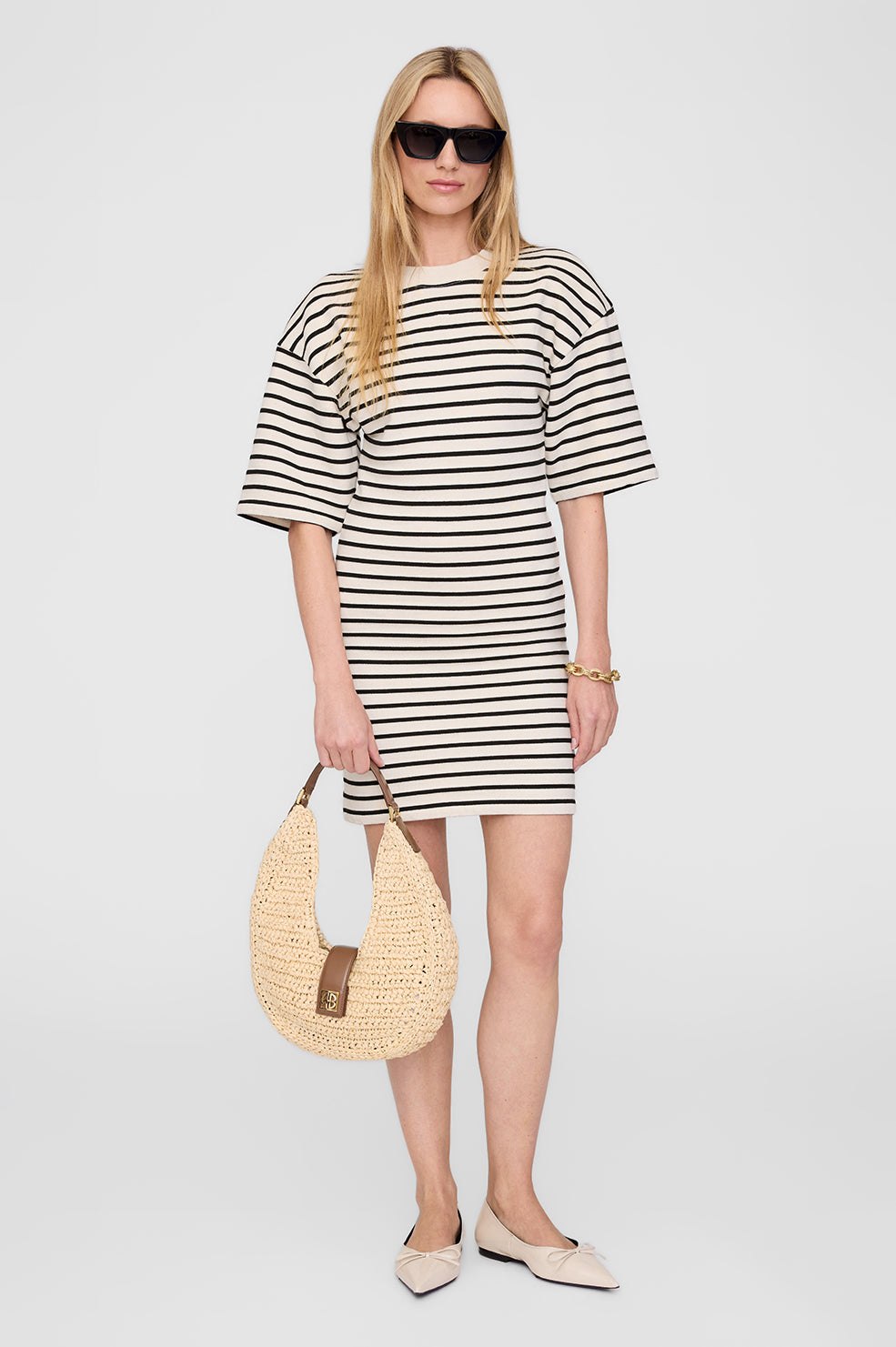 Mona Dress - Black Stripe French Terry View 1