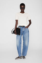 ANINE BING Mora Crop Sweater - Ivory - on model front