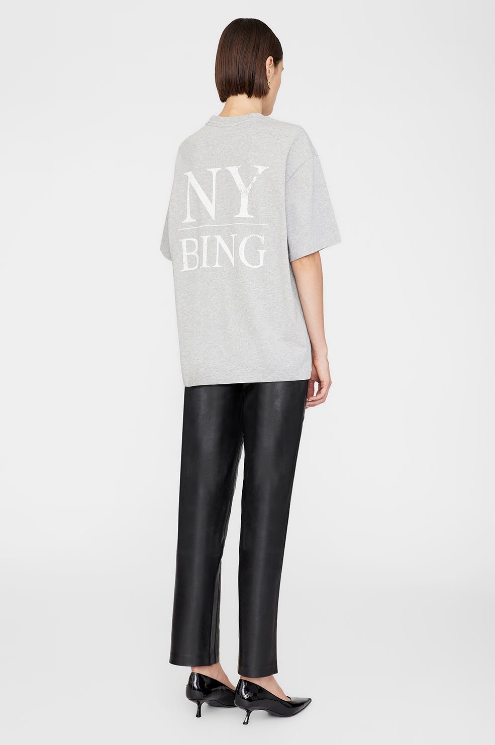 ANINE BING Myers Tee Serif NY - Washed Heather Grey