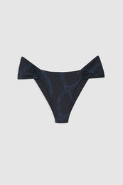 ANINE BING Naya Bikini Bottom - Navy Link Print
