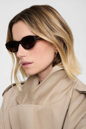 ANINE BING Nice Sunglasses - Dark Tortoise - on model side view