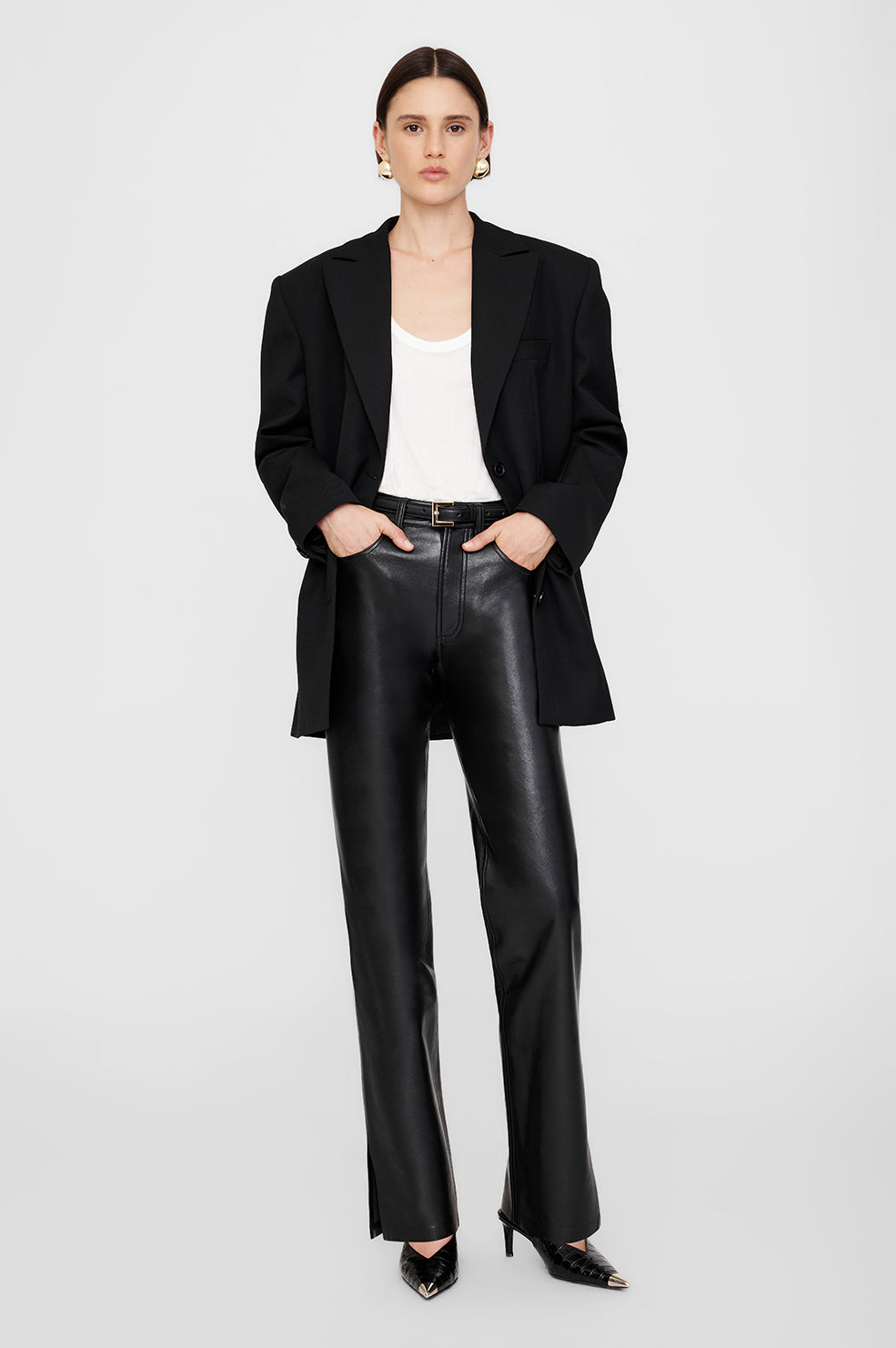 Nina Heels With Metal Toe Cap - Black Embossed View 3