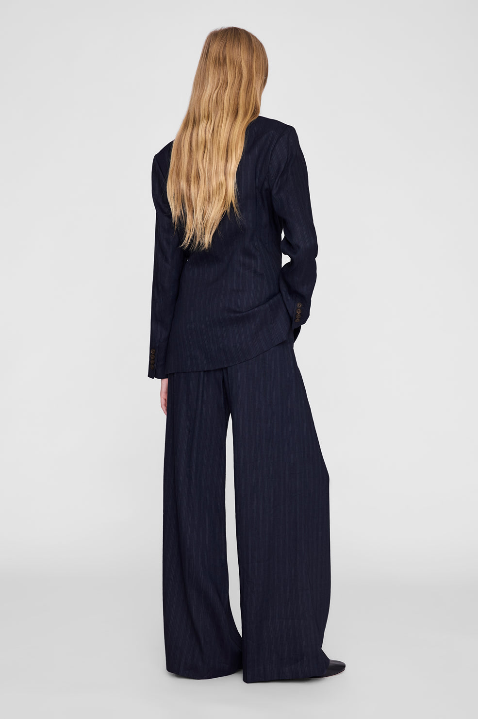 Paola Trouser - Navy Pinstripe View 5