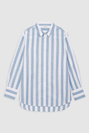 ANINE BING Plaza Shirt - White And Blue Stripe