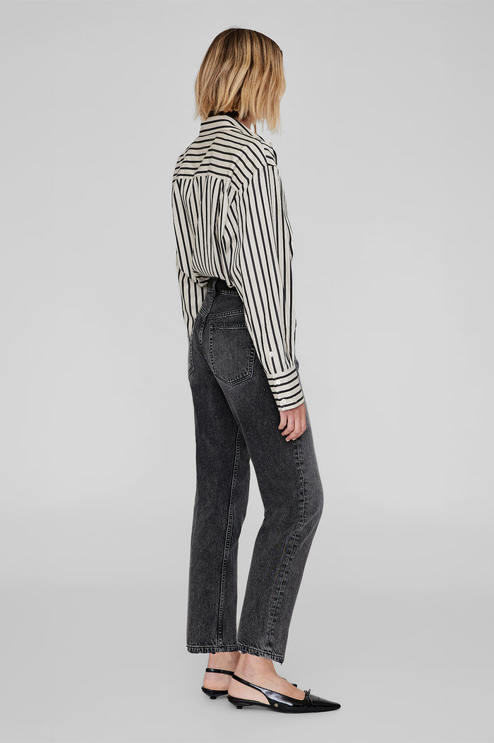 ANINE BING Plaza Shirt - Black And Tan Stripe